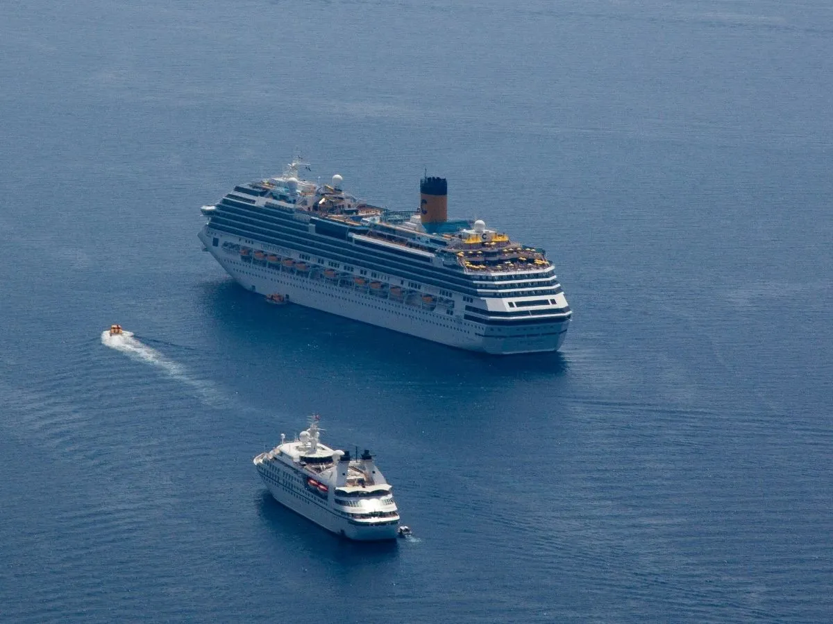 Cruise Ship Navigating At Sea