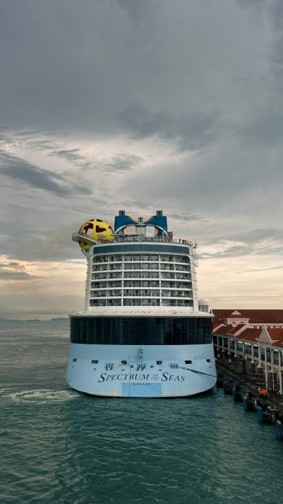 A large cruise ship