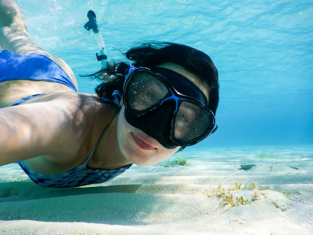 A Lady Snorkelling in Bahamas 