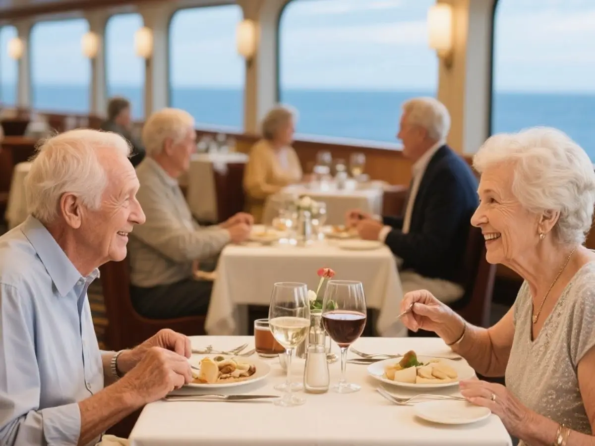 Couple dining on cruise
