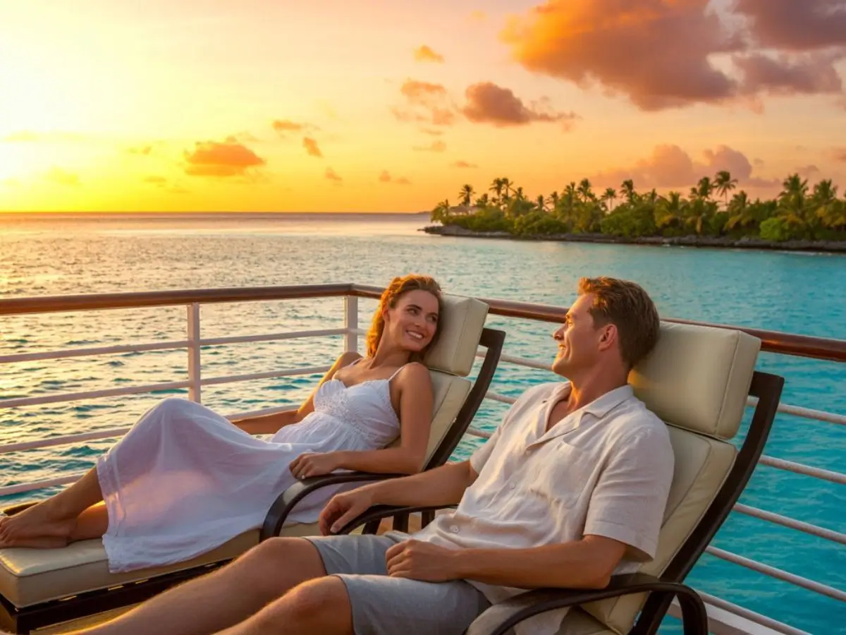 Couple relaxing in a cruise ship