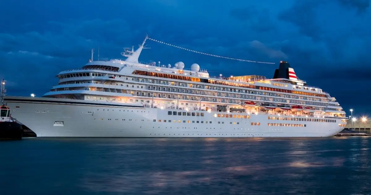 Cruise ship in Venice at night