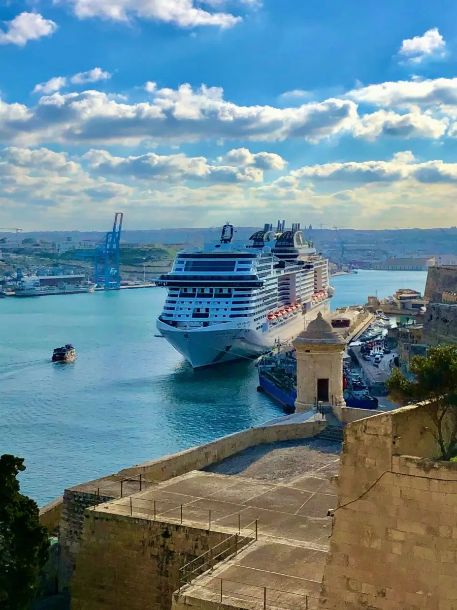 Cruise ship near port