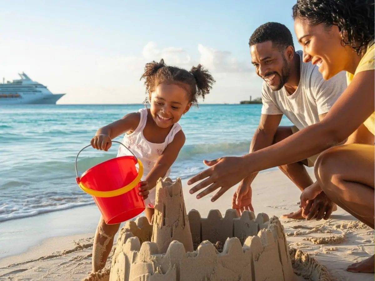 Kid with Parents on the beach